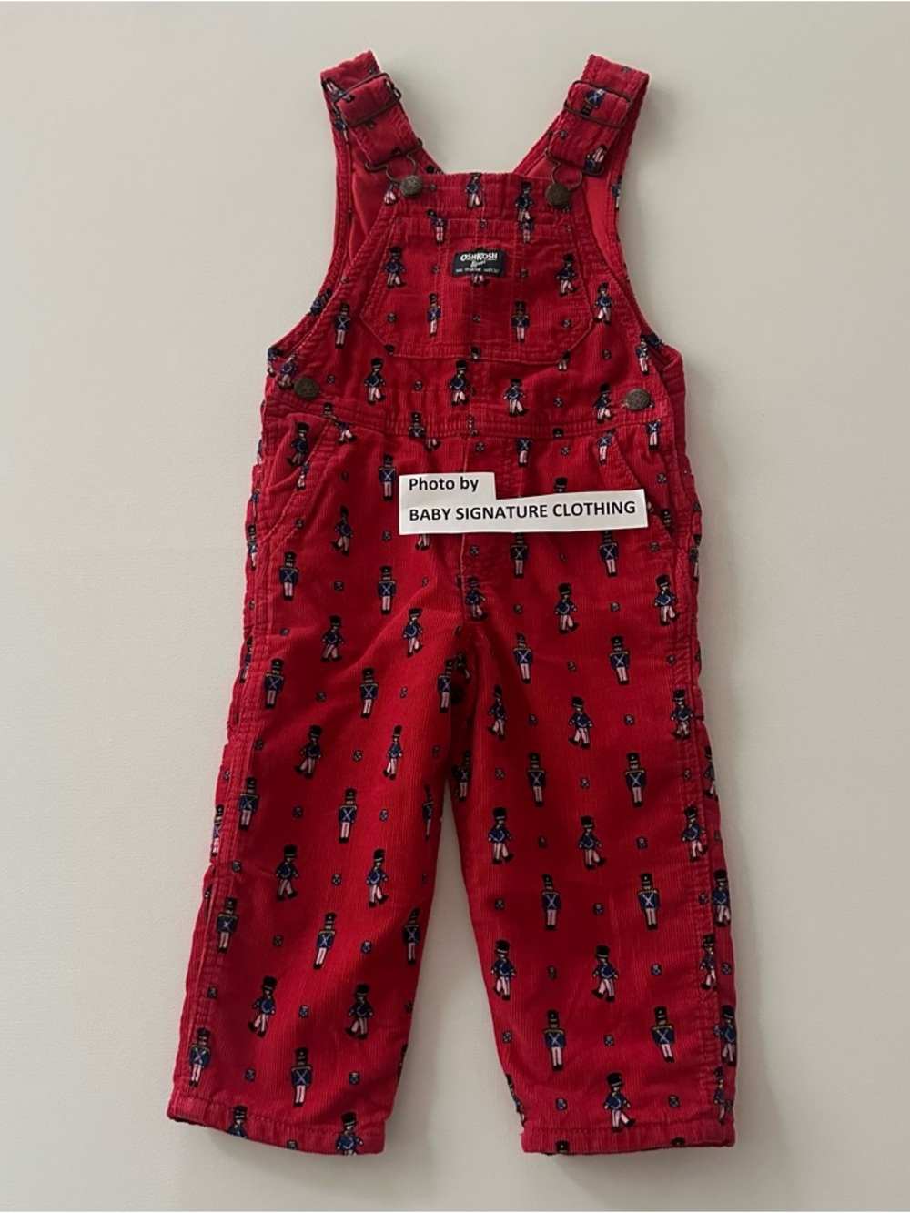 Oshkosh 2T Toddler Boy Nutcracker Corduroy Overalls Holiday Christmas